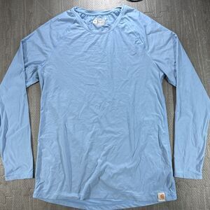 Carhartt Nens Force Modern Fit T-Shirt Light Blue Long Sleeve Workwear Spandex